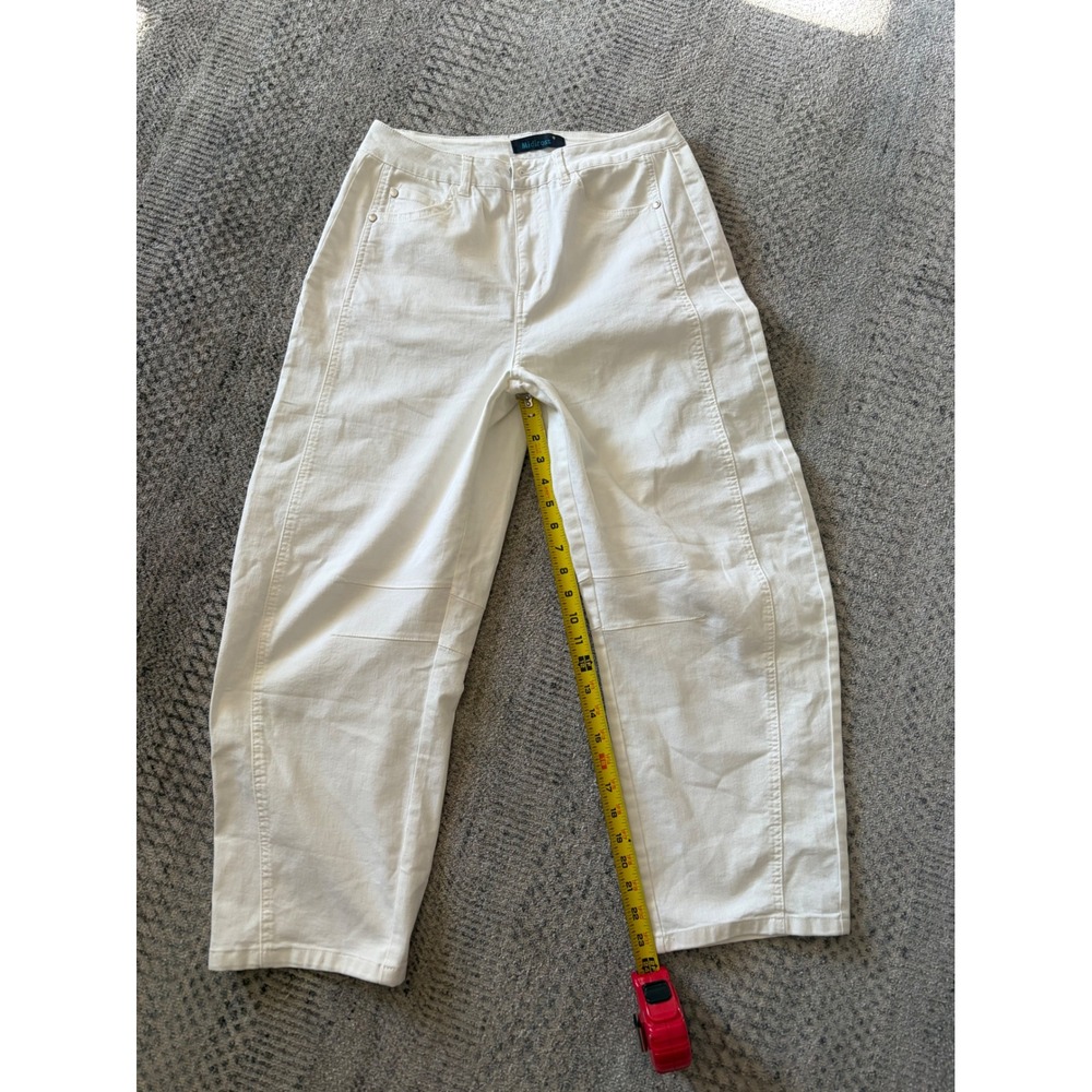 Barrel white jeans utility panel stitching high waisted funky streetwear